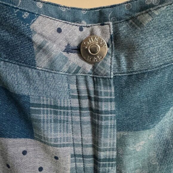 Johnny Was Workshop Pants Women Size 6 Blue Patchwork Wide Leg Trousers 70s Boho - Picture 3 of 12